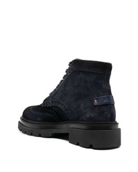 Bottes brogue en daim bleu marine Santoni