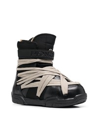 Bottes d'hiver en cuir noires Moncler + Rick Owens