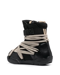 Bottes d'hiver en cuir noires Moncler + Rick Owens