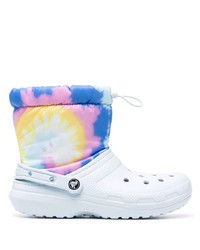 Bottes de loisirs en cuir imprimé tie-dye bleu clair