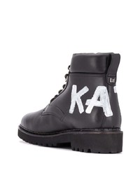 Bottes de loisirs en cuir imprimées noires et blanches Karl Lagerfeld