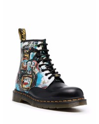 Bottes de loisirs en cuir imprimées noires Dr. Martens