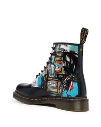 Bottes de loisirs en cuir imprimées noires Dr. Martens