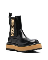 Bottes de loisirs en cuir imprimées noires Moschino