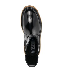 Bottes de loisirs en cuir imprimées noires Moschino