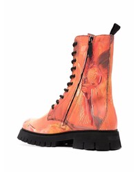 Bottes de loisirs en cuir imprimées orange Moschino