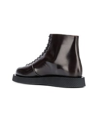 Bottes de loisirs en cuir marron foncé Jil Sander