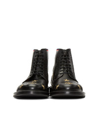 Bottes de loisirs en cuir noires Gucci