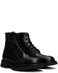 Bottes de loisirs en cuir noires Alexander McQueen