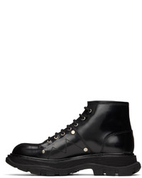 Bottes de loisirs en cuir noires Alexander McQueen