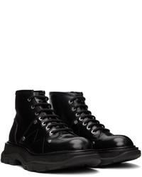 Bottes de loisirs en cuir noires Alexander McQueen