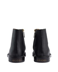 Bottes de loisirs en cuir noires Gucci