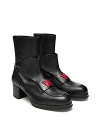 Bottes de loisirs en cuir noires Walter Van Beirendonck