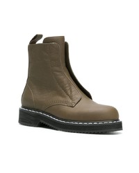 Bottes de loisirs en cuir olive Jil Sander Navy