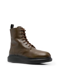 Bottes de loisirs en cuir olive Alexander McQueen