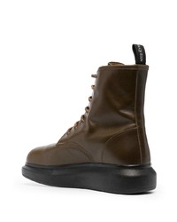 Bottes de loisirs en cuir olive Alexander McQueen