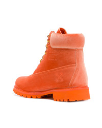 Bottes de loisirs en cuir orange Off-White