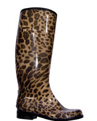 Bottes de pluie imprimées léopard marron