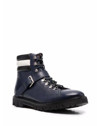 Bottes de travail en cuir bleu marine Bally