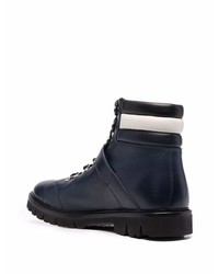 Bottes de travail en cuir bleu marine Bally