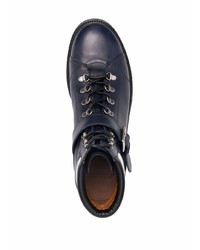 Bottes de travail en cuir bleu marine Bally