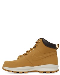 Bottes de travail en cuir marron clair Nike