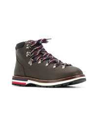 Bottes de travail en cuir marron foncé Moncler