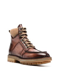 Bottes de travail en cuir marron Santoni