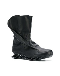 Bottes de travail en cuir noires Adidas By Rick Owens