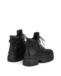 Bottes de travail en cuir noires Giuseppe Zanotti