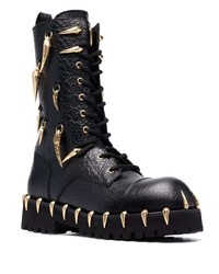 Bottes de travail en cuir noires Roberto Cavalli