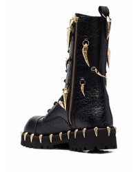 Bottes de travail en cuir noires Roberto Cavalli