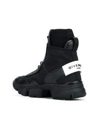 Bottes de travail en cuir noires Givenchy