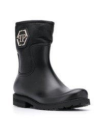 Bottes de travail en cuir noires Philipp Plein