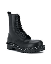 Bottes de travail en cuir noires Balenciaga