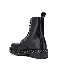 Bottes de travail en cuir noires Balenciaga