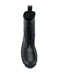 Bottes de travail en cuir noires Balenciaga