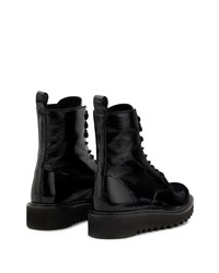 Bottes de travail en cuir noires Giuseppe Zanotti