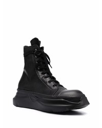 Bottes de travail en cuir noires Rick Owens DRKSHDW