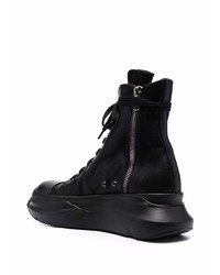 Bottes de travail en cuir noires Rick Owens DRKSHDW