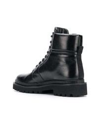 Bottes de travail en cuir noires Balmain