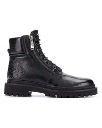 Bottes de travail en cuir noires Balmain