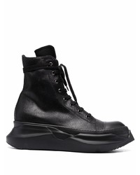 Bottes de travail en cuir noires Rick Owens DRKSHDW