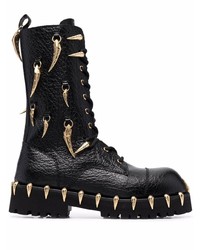 Bottes de travail en cuir noires Roberto Cavalli