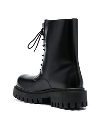 Bottes de travail en cuir noires Balenciaga