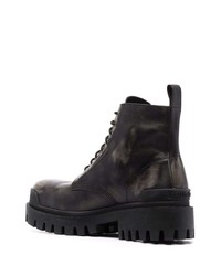 Bottes de travail en cuir noires Balenciaga