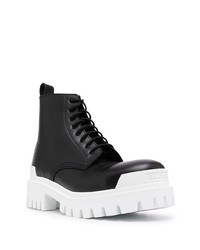 Bottes de travail en cuir noires Balenciaga