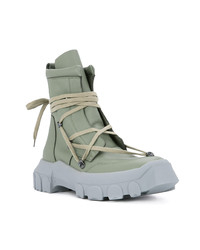 Bottes de travail en cuir olive Rick Owens