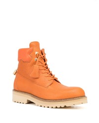 Bottes de travail en cuir orange Buscemi