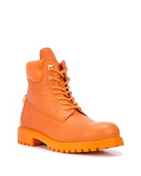 Bottes de travail en cuir orange Buscemi